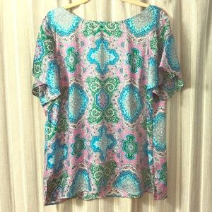 Paisley silk feel top with criss cross back detail